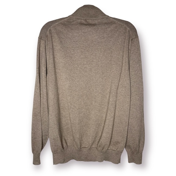 Jos A Bank Mens Size XL Pima Cotton Light Brown 1/4 Zip Pullover Dressy Sweater - Picture 7 of 9